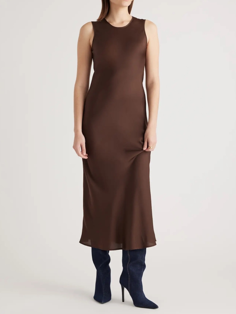 Quince Washable Stretch Silk Tank Midi Dress